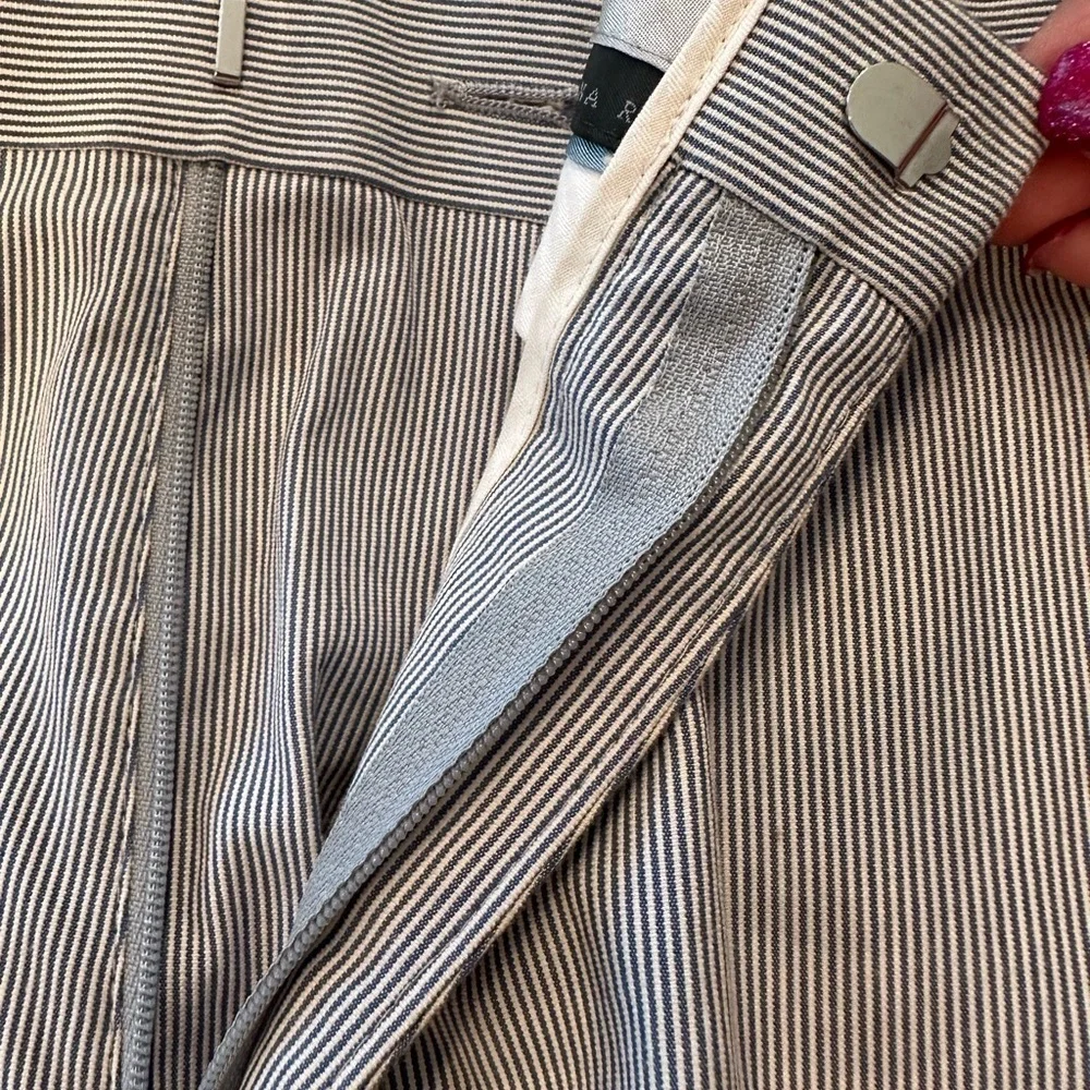 Banana Republic Mens 36x34 Blue Seersucker Striped Tailored Slim Fit Pant Chino